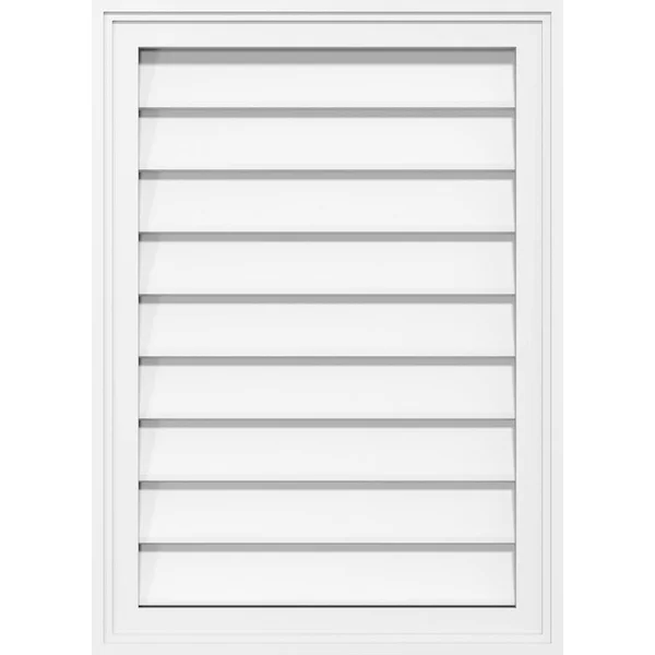 Ekena Millwork GVPVE16X2402SN 16x22W x 24x22H Vertical Surface Mount PVC Gable Vent: Non-Functional, w/ 2x22W x 1-1/2x22H Brickm