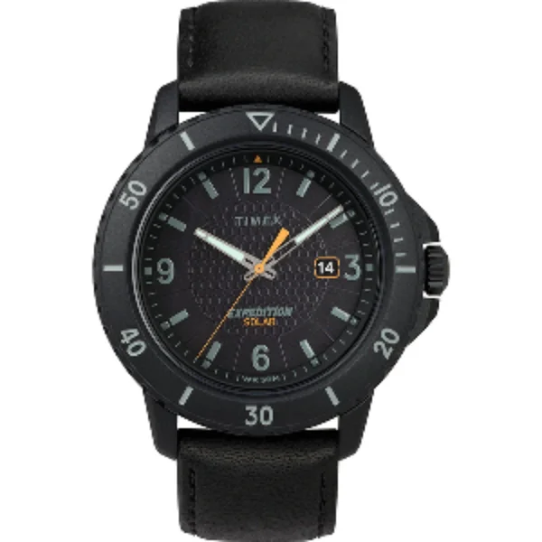 Timex TW4B14700JV Gallatin Solar Watch - Leather Strap & Black Dial