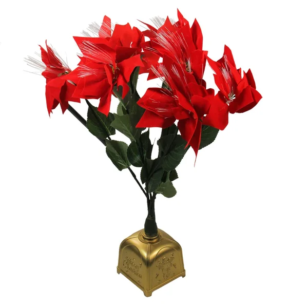 Northlight 20 in. Pre-Lit Poinsettia Fiber Optic Red Artificial Christmas Plant