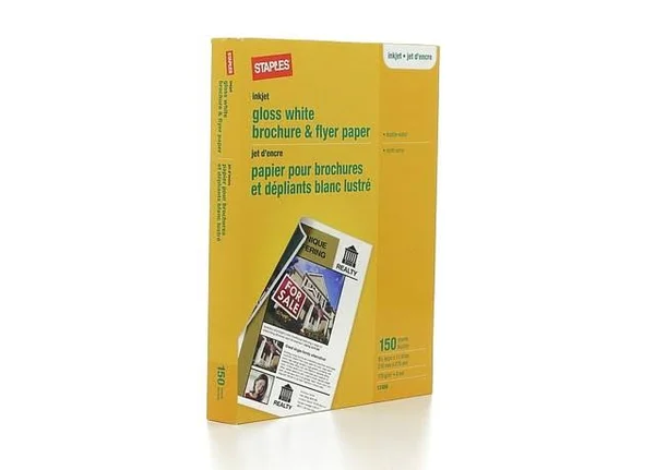 Staples Inkjet Gloss White Brochure & Flyer Paper - 150 sheets