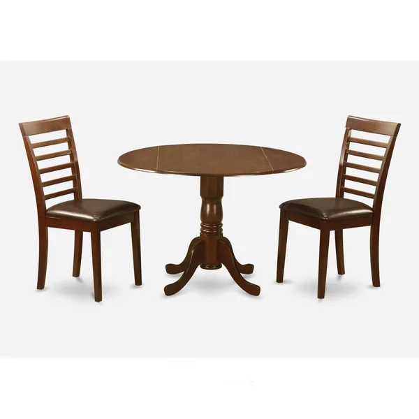 East West Furniture 3 PC Small Kitchen Table and Chairs Set-Round Kitchen Table and 2 Dining Chairs