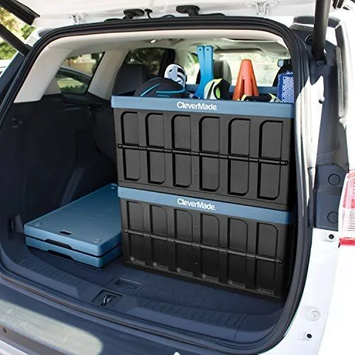 Clevermade 46L Collapsible Storage Bins with Lids - Folding Plastic Stackable 3