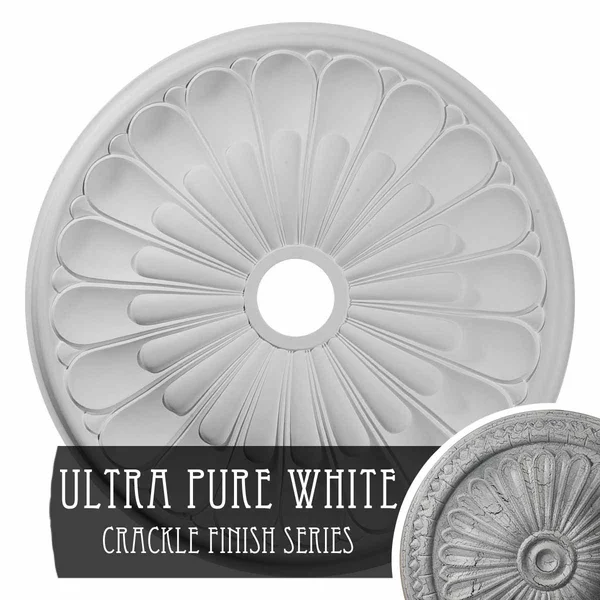 26 3/4x22OD x 3 5/8x22ID x 1 3/8x22P Elsinore Ceiling Medallion (Fits Canopies Up to 3 5/8x22) - Hand-Painted Ultra Pure White Cr