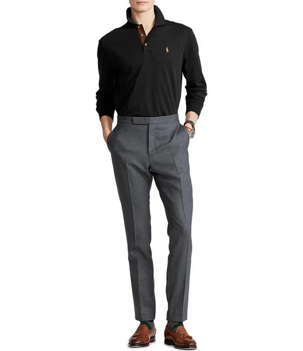 Ralph Lauren Polo Classic Fit Long-Sleeve Polo Shirt (Spring Navy, XL)