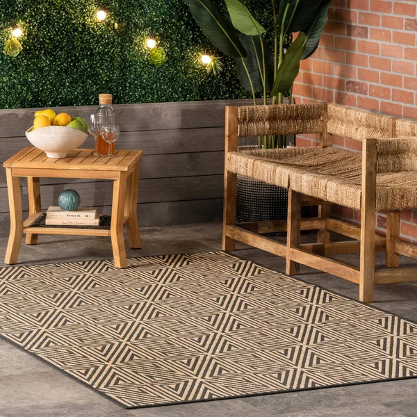 nuLOOM Charcoal Abstract Trellis Harvey Indoor/Outdoor Rug 5&x8&