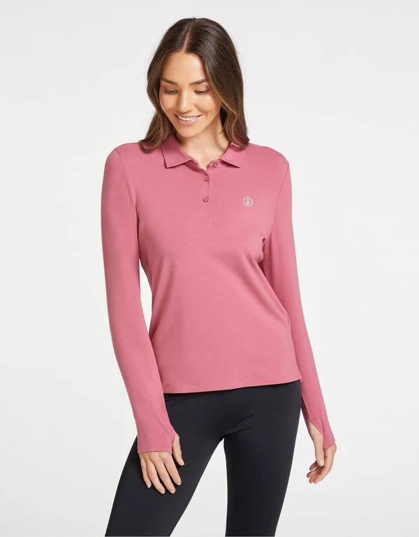 Long Sleeve Sun Protective Polo Shirt for Women UPF50+ - Sun Shirt Black
