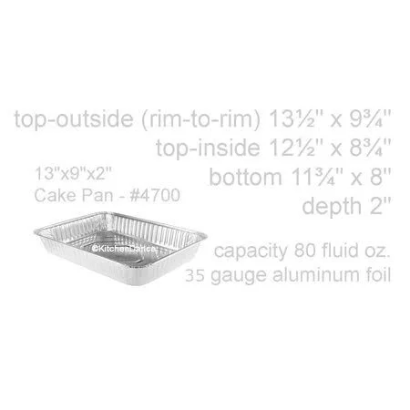13 inchx9 inchx2 inch All-Purpose Disposable Foil Cake Pan - #4700nl - Silver