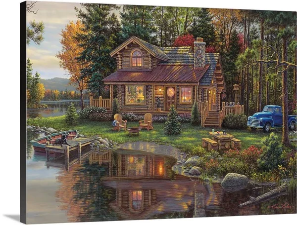 Peace Like A River Cabin - Canvas Wall Art, 40x30, Great Big Canvas