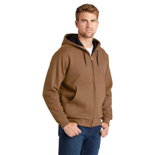 Cornerstone CS620 Heavyweight Full Zip with Thermal Lining Hooded Sweatshirt - Duck Brown - Xs