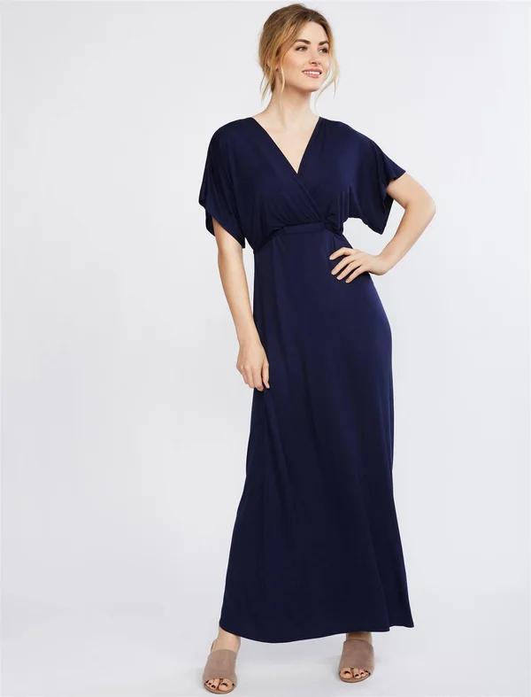 Motherhood Maternity - Tie Detail Pull Over Nursing Dress - S