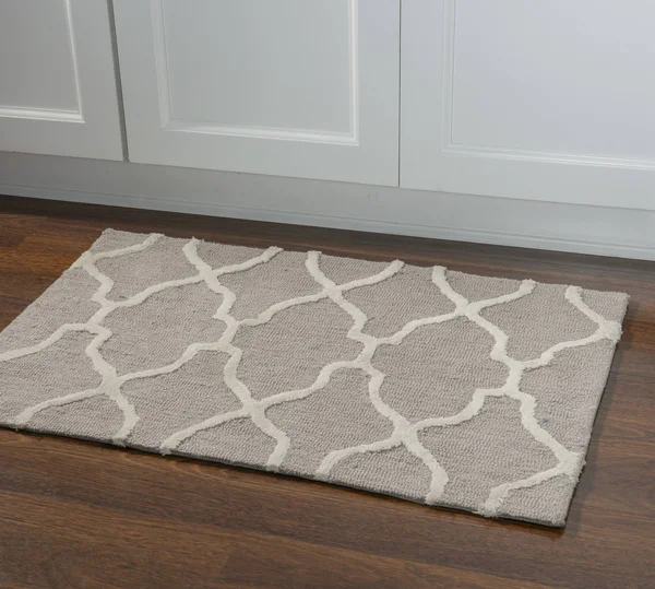 Linon Trio Geo Gray with Cream Silk 5ftx7ft Rug