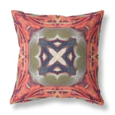 Pastel Floral Squares Broadcloth Indoor Outdoor Blown and Closed Pillow Muted Green Indigo Hot Pink Bungalow Rose Size: 16x22 x