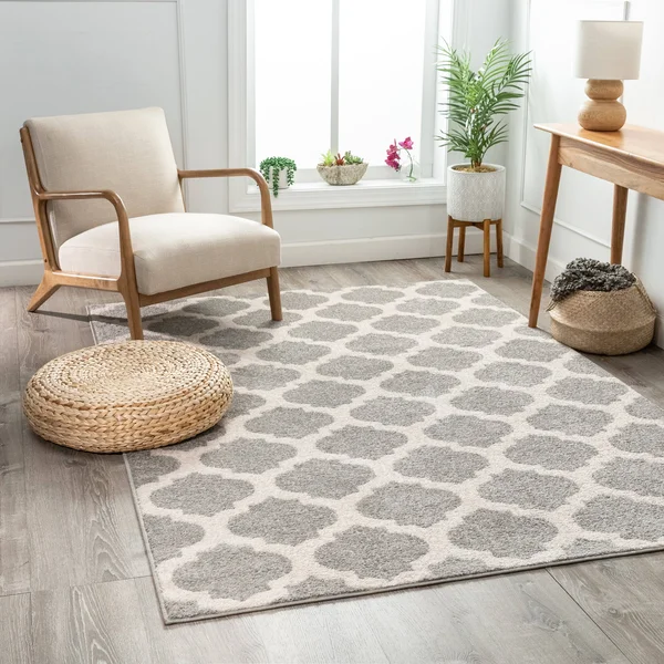 Well Woven Mystic Zoe Grey 5 ft. x 7 ft. Modern Trellis Area Rug
