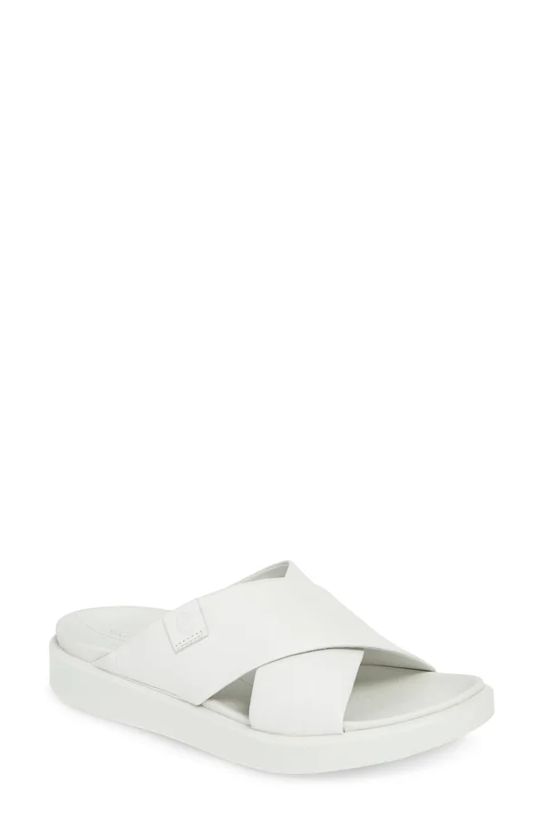 Ecco Flowt LX Slide Sandals, Women's, White, Size: 4.0M