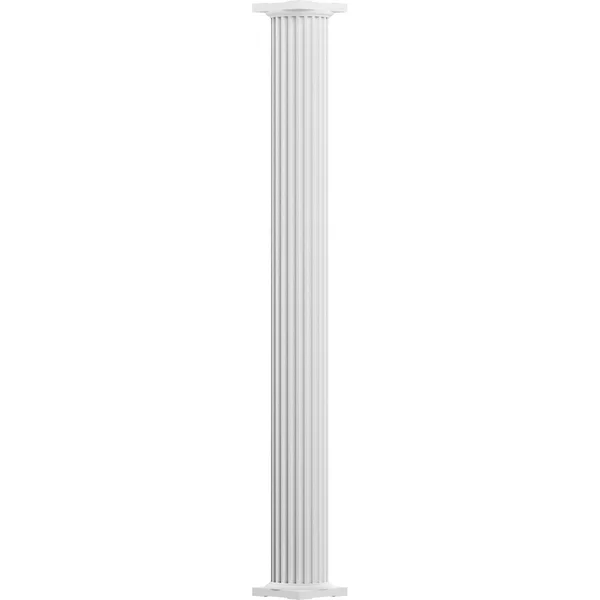 10x22 x 8& Endura-Aluminum Column - Round Shaft (FOR Post Wrap Installation), Non-Tapered, Fluted, Primed, Ready for Paint w/ Cap