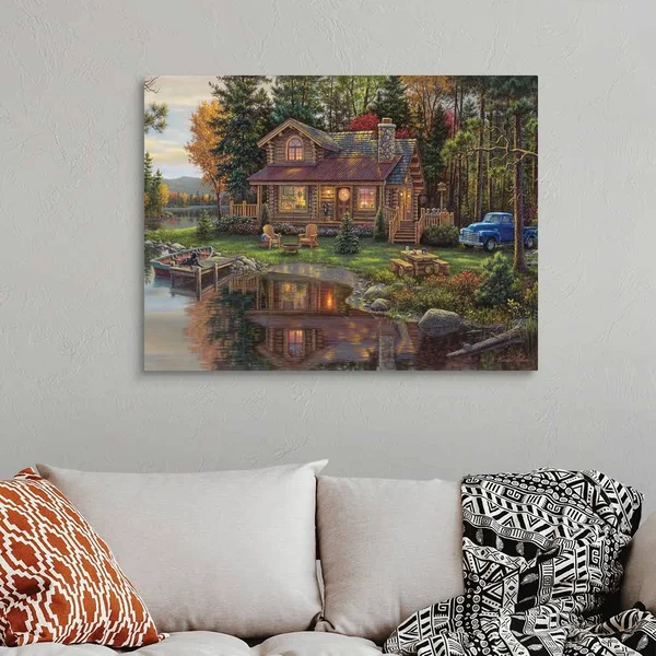 Peace Like A River Cabin - Canvas Wall Art, 40x30, Great Big Canvas