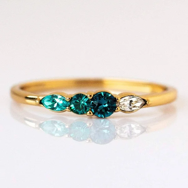 Dainty Princess Birthstone Ring in Gold - 4, December