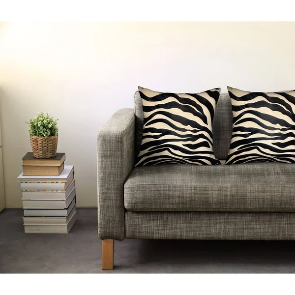 Plutus 12x22 x 20x22 Black Zebra Luxury Throw Pillow in Black Animal Motif