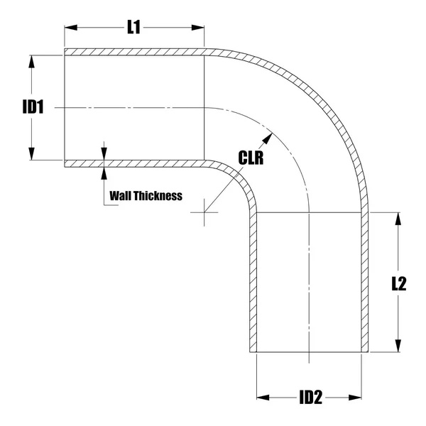 HPS High Temp 2 inch > 3.25 inch ID 4-Ply Reinforced Silicone 90 Degree Elbow Reducer Hose Black (51mm > 83mm ID)