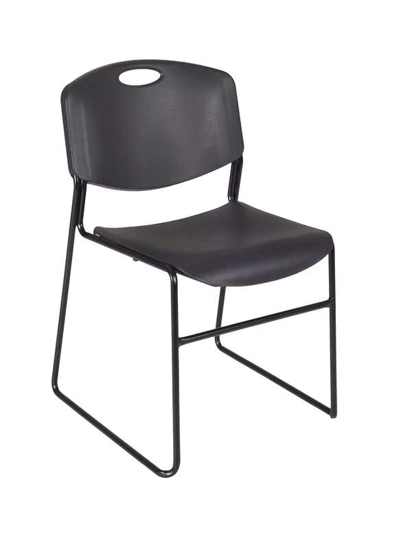Cain 48x22 Square Breakroom Table- Mocha Walnut & 4 Zeng Stack Chairs- Black - Regency - TB4848MW44BK
