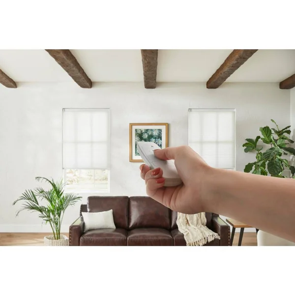 Home Decorators Collection White Cordless Light Filtering Motorized Cellular Shade with Remote Control-46.5 in. W x 72 in. L, Wh