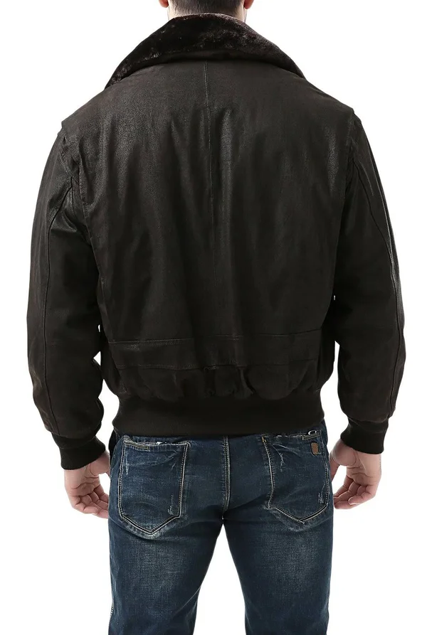 Landing Leathers Men's Navy g-1 Leather Flight Bomber Jacket Xs - Brown