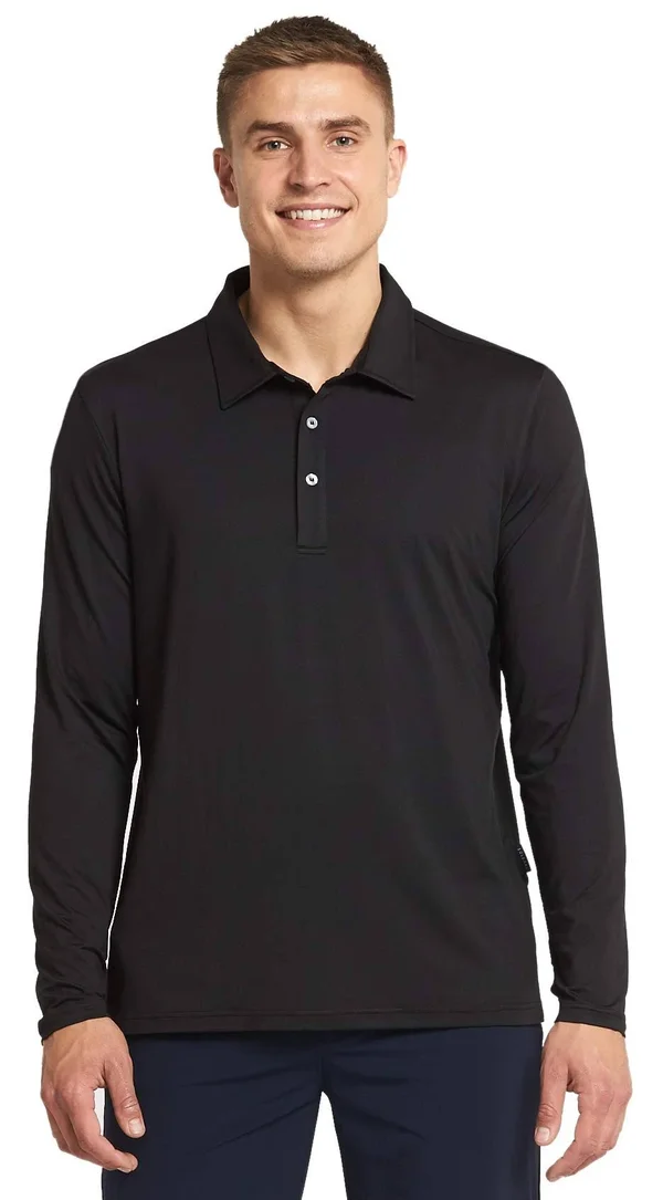 Solbari UPF 50+ Men's Sun Protection Long Sleeve Polo Fitness Shirt - UV Protection - Sun Protective