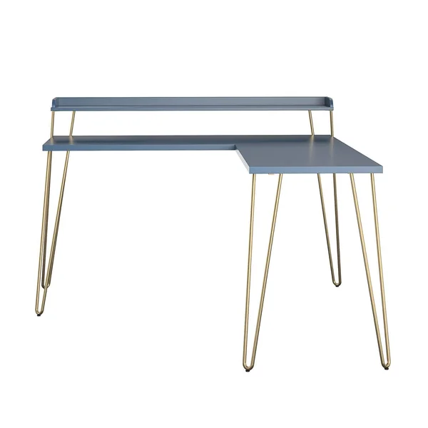 Panama L Desk with Riser Navy/Gold - Room & Joy