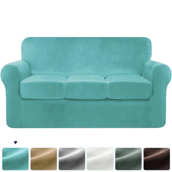 Subrtex Sofa Cover Stretch Slipcover with SEPARATE Cushion Covers - Loveseat - Sand