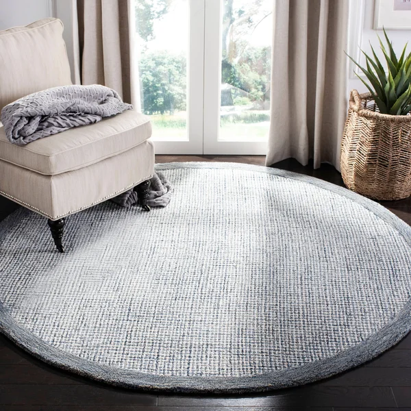 Safavieh 6& x 6& Round Abstract ABT220C Navy - Ivory Rug