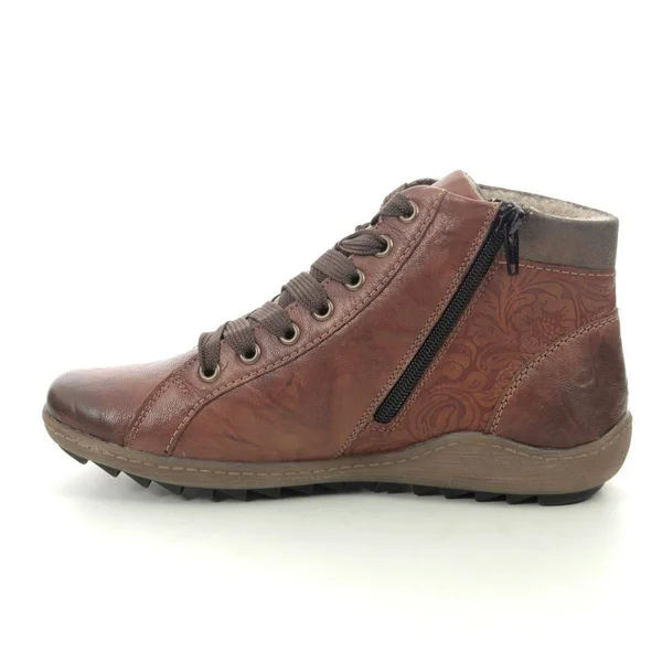 Remonte Ziginzip Tex Tan Leather Womens Lace Up Boots R1497-22 in Size 36