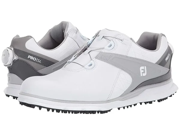FootJoy Men's Pro/SL Boa Golf Shoes - White/Grey, 7 W US