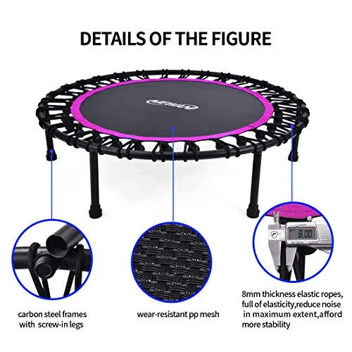 Newan 40x22-48x22 Silent Mini Trampoline Fitness Trampoline Bungee Rebounder Jumping Cardio Trainer Workout for Adults - Max Lim