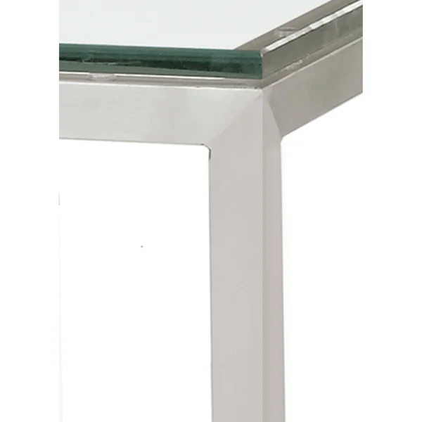 Room & Board - Modern Parsons 54W 18d 29h Console Table w/ 1.5x22 Leg, Clear Tempered Glass Top w/ Natural Steel Base