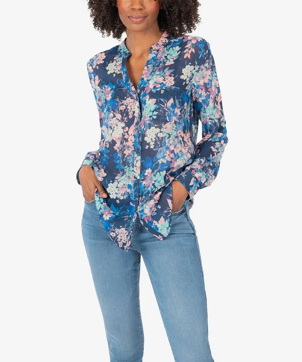 Kut from The Kloth Jasmine Printed Top (Quartu Navy)