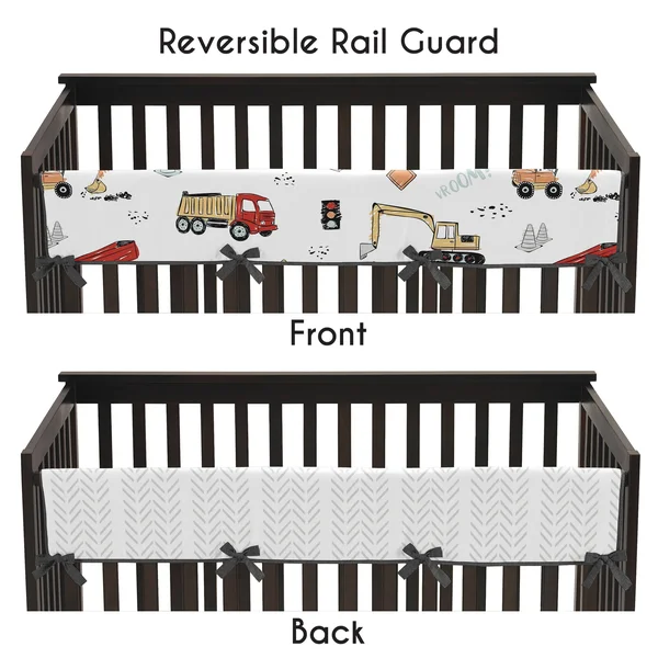 Sweet Jojo Designs Construction Truck Baby Boy Nursery Crib Bedding Set - 5 Pieces - Grey Yellow Orange Red and Blue Transportat