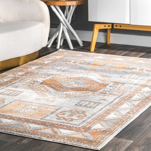 nuLOOM Transitional Vintage Ella Ornamental Pyramid Tribal Area Rug Orange 6& 7x22 x 9& Medallion - Tribal, Border 6& x 9& Indoor