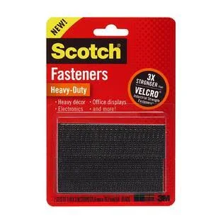 Scotch Heavy-Duty Fasteners, 2 Sets of 1 x 3 Inches, Strips, Black (RFD7091)