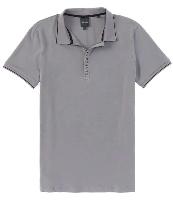 Armani Exchange Short Sleeved Polo T Shirt - Gray - Polo Shirts