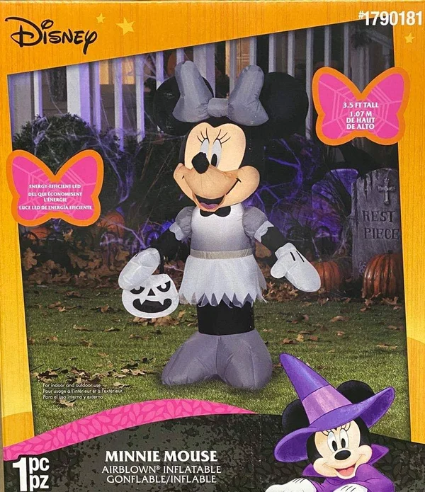 Gemmy 3 1/2 Airblown Inflatable Minnie Mouse in Gray Outfit