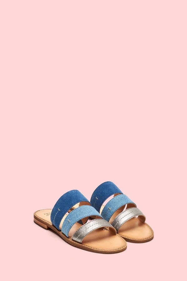 Frye, Evie 3 Band Slide, 8.5 US, Blue