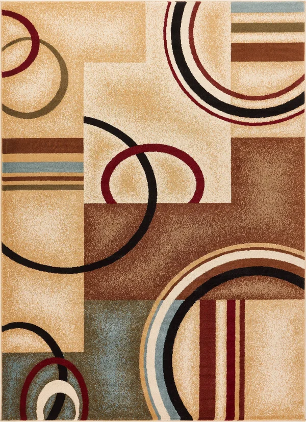 Well Woven Barclay Arcs & Shapes Modern Abstract Geometric Ivory 6&7 inch x 9&6 inch Area Rug
