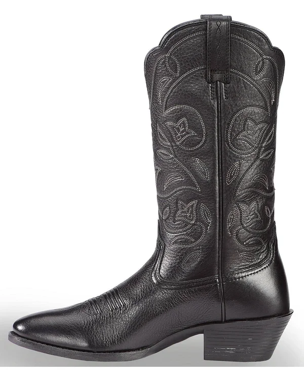 Ariat Women's Heritage Western R Toe Boot - 12 - Black Deertan