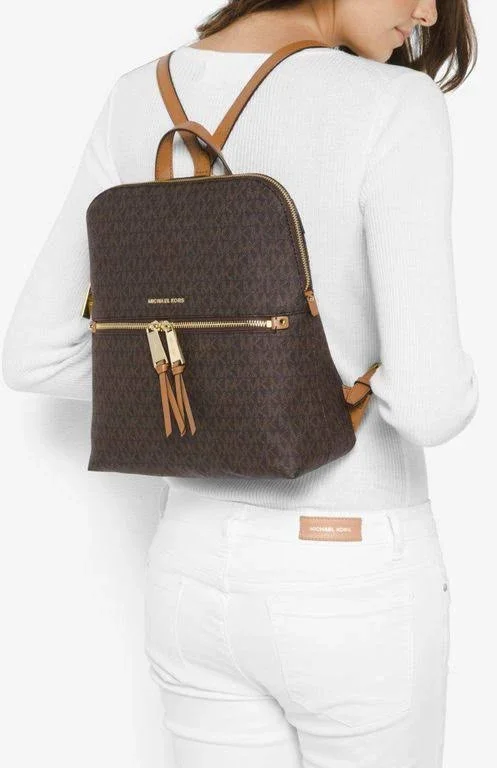 Michael Kors Bags - Rhea Slim Signature Backpack Medium Logo, Color: Brown, Size: Os, Belleviator&s Closet