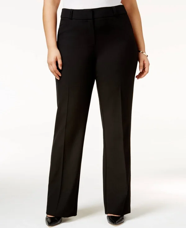 Alfani Womens Plus Curvy Fit Office Trouser Pants Deep Black