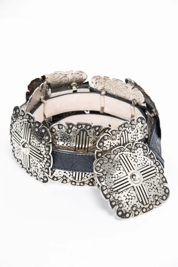 Angel Ranch Western Belt Womens Embossed Square Conchos A3660 Black