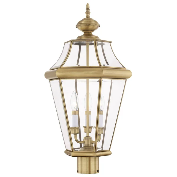 Livex Lighting Georgetown 3 Light Outdoor Post Lantern, Bronze 2364-07