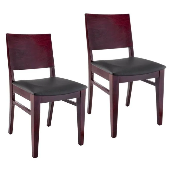 Bazil Side Chair in Dark Mahogany with Upholstered Seat (Set of 2)