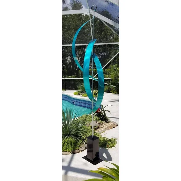 Statements2000 82 inch Extra Large Abstract Metal Garden Sculpture Indoor/Outdoor Art by Jon Allen, Aqua Centinal, Aqua Blue