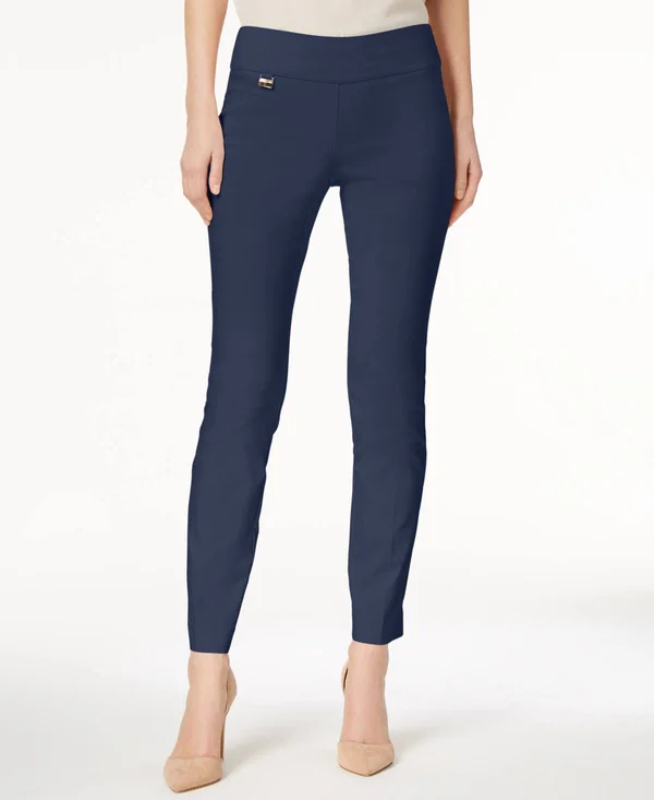 Alfani Petite Tummy-Control Pull-On Skinny Pants - Petite & Petite Short, Created for Macy&s - Modern Navy - Size 6p